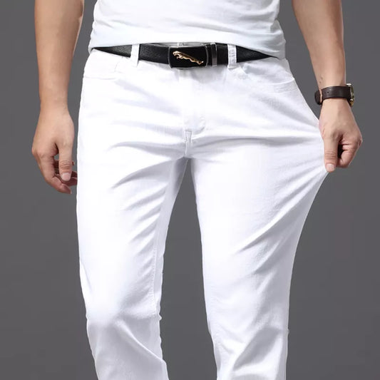 four seasons comfortable white denim men jeans