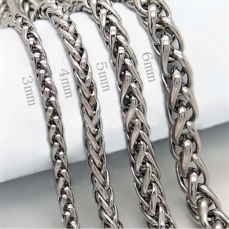 3MM-8MM STAINLESS STEEL TWIST CHAIN NECKLACE FOR MEN  
Neck Jewelry male Accessories, Thick LONG CHAINS