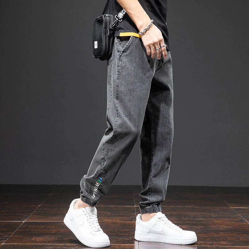 Spring & Summer Black Blue Cargo men Jeans
Streetwear Denim, Jogger Pants, Male Baggy Harem Jean