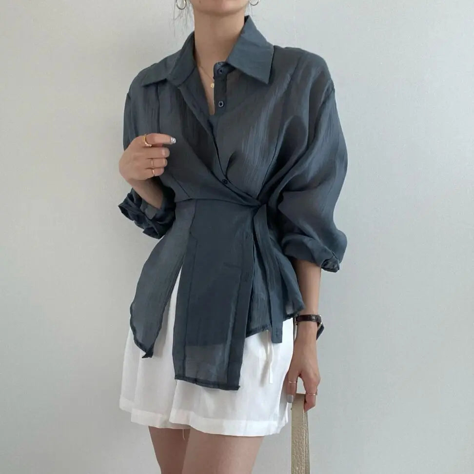 Office Chic Loose Long Sleeve Blouse