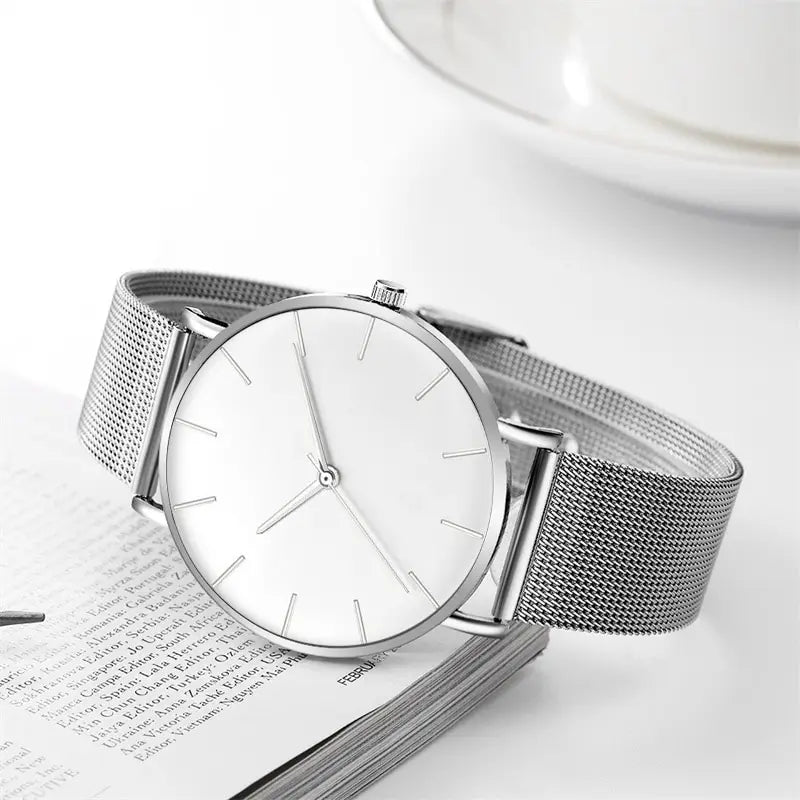 Luxury Minimalist Ultra Thin Watches 
Simple Men Business Stainless Steel, Mesh Belt 
Quartz Casual Watch