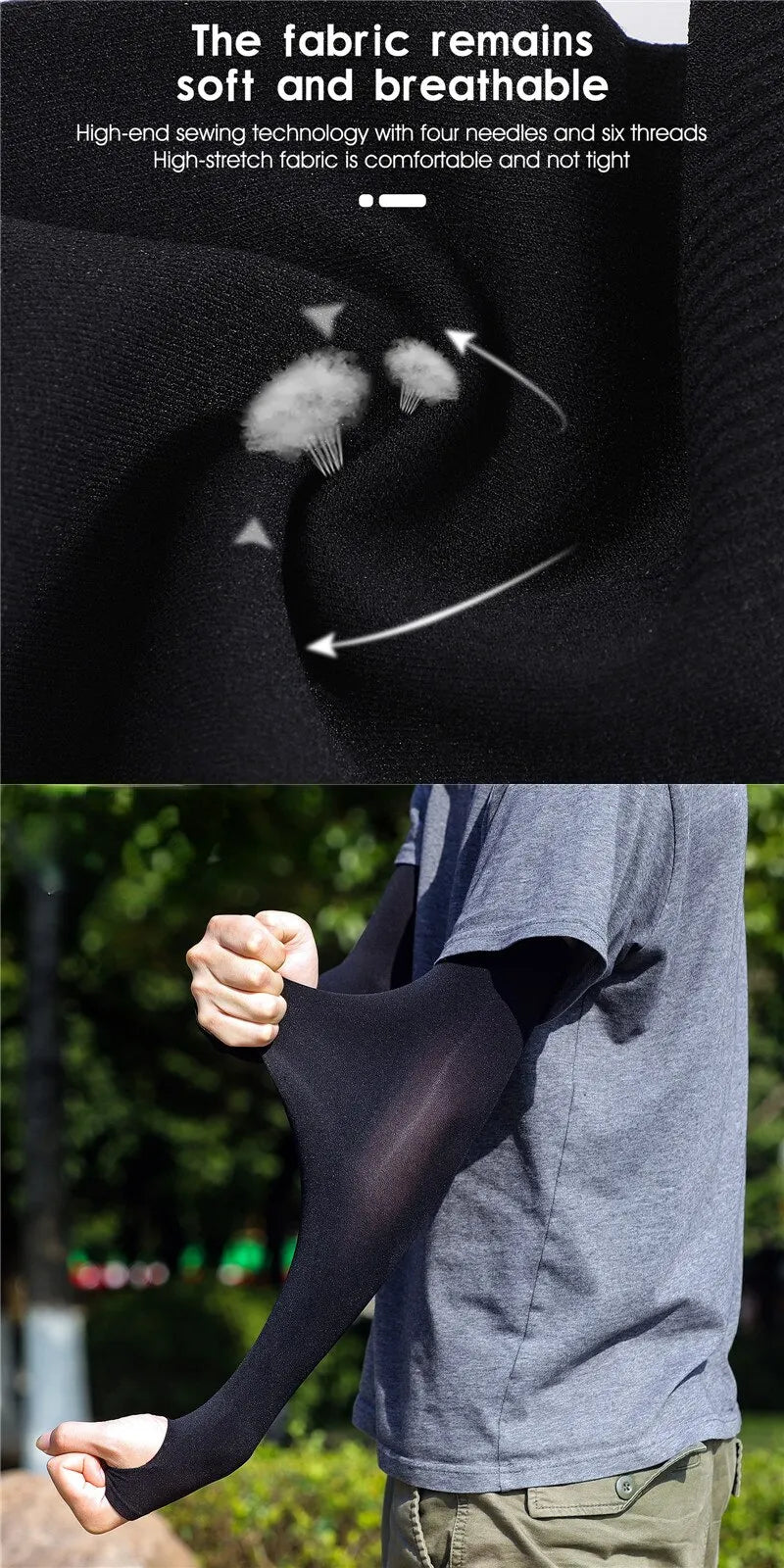 1 Pair Summer Finger Sleeve Ice Cool Wearing 
High Elastic Elbow, Spring Outdoor Riding Fingerless Silk Sleeve