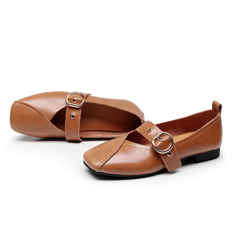 Ladies Spring Shoes, Genuine Leather 
Mother Flat Shoes, Casual & Comfortable Women Shoes