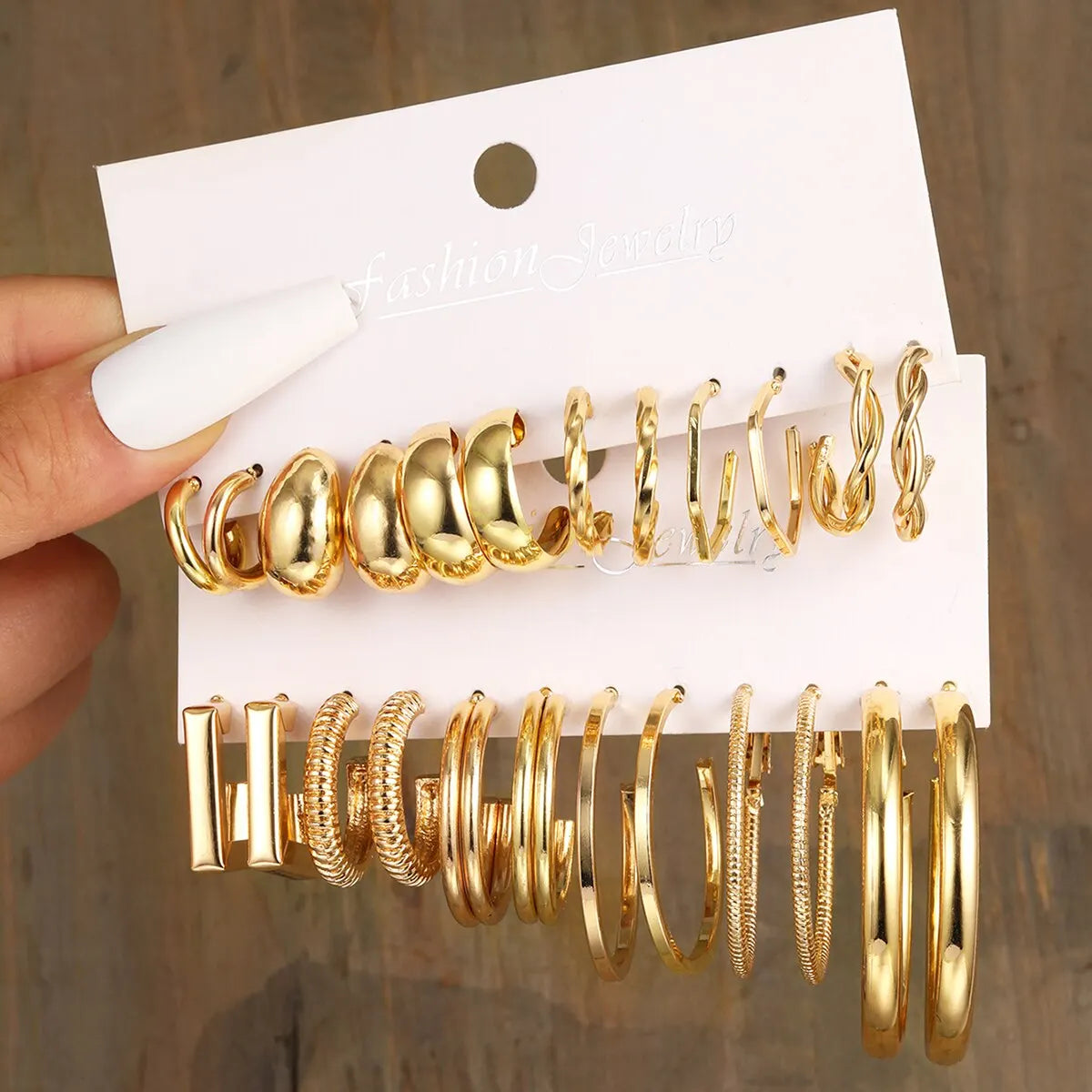 12 Pcs Of C Alloy Earrings, Metal geometrical Style