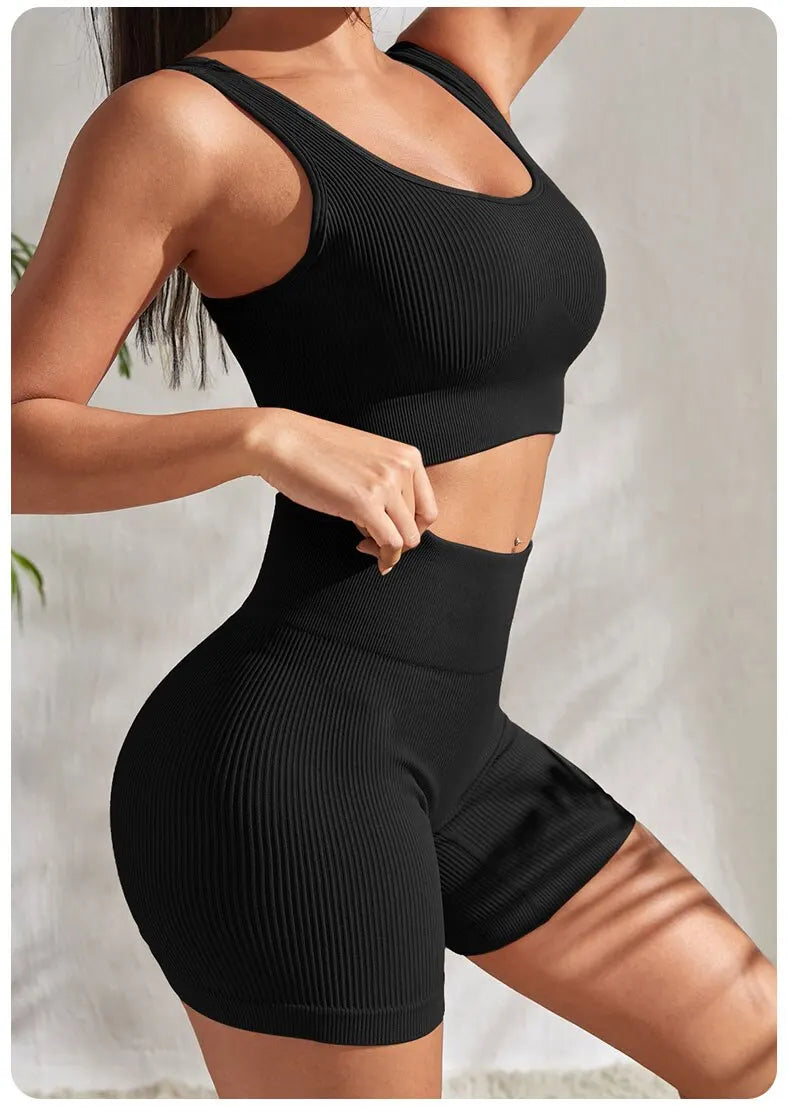 Seamless Ribbed Yoga Sets 
Workout Sets for Women in 2 Pieces