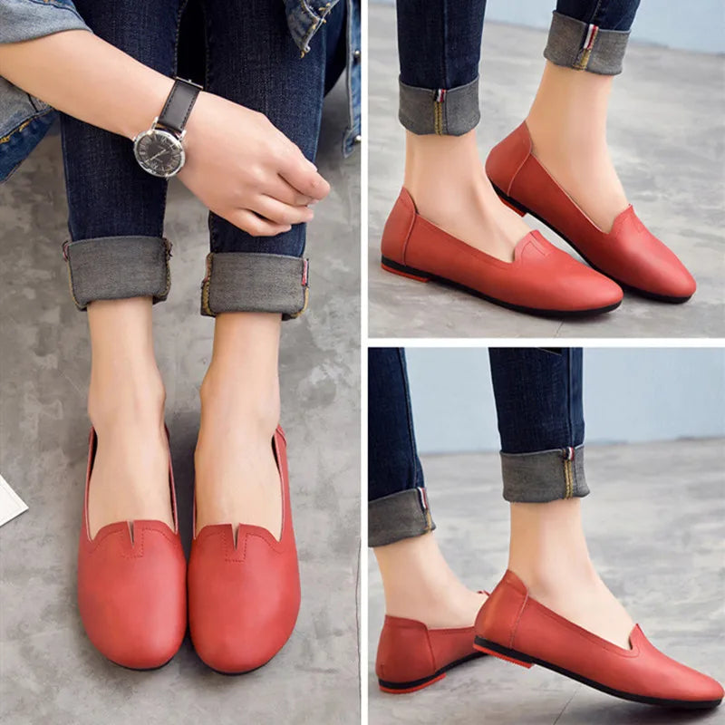 Women shoes for spring withs genuine leather 
casual sweet women flat shoes