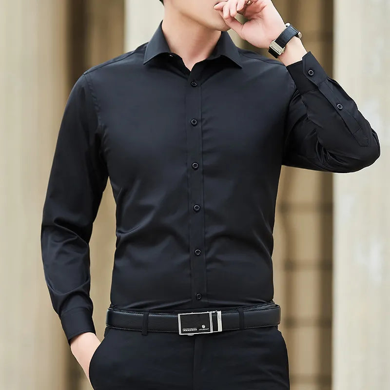 Men Solid Color Classic Business Shirt