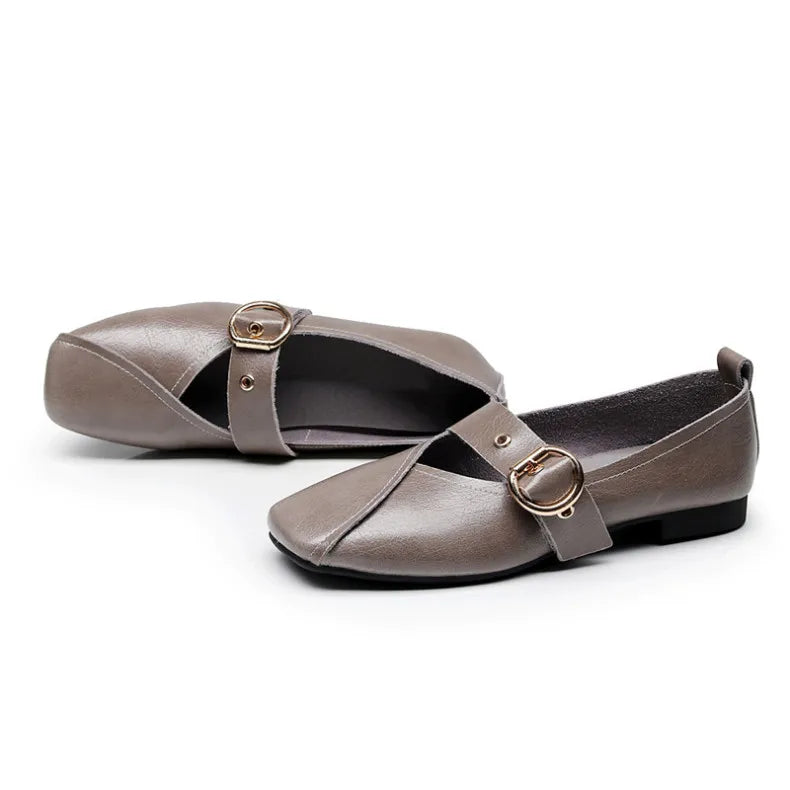 Ladies Spring Shoes, Genuine Leather 
Mother Flat Shoes, Casual & Comfortable Women Shoes