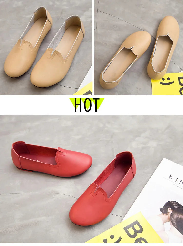 Women shoes for spring withs genuine leather 
casual sweet women flat shoes