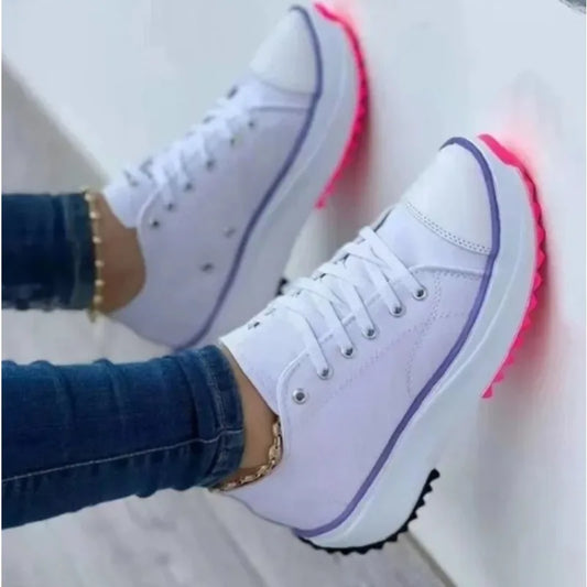 Summer Women Casual Shoes 
Sneakers Platform Lace up