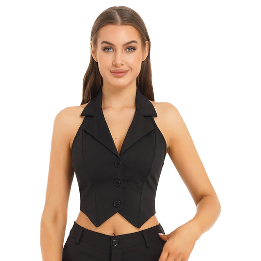 Women's Vests Halter Neck 
V-Neck Office Ladies Crop Tops
Formal Elegant OL Waistcoat Suits