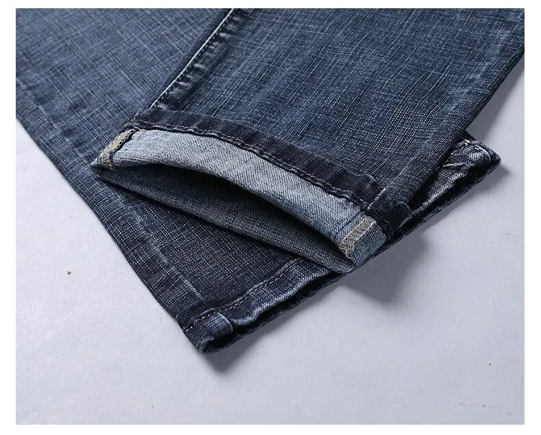 Business Men Jeans, Casual Straight Stretch 
Classic Blue Work Denim