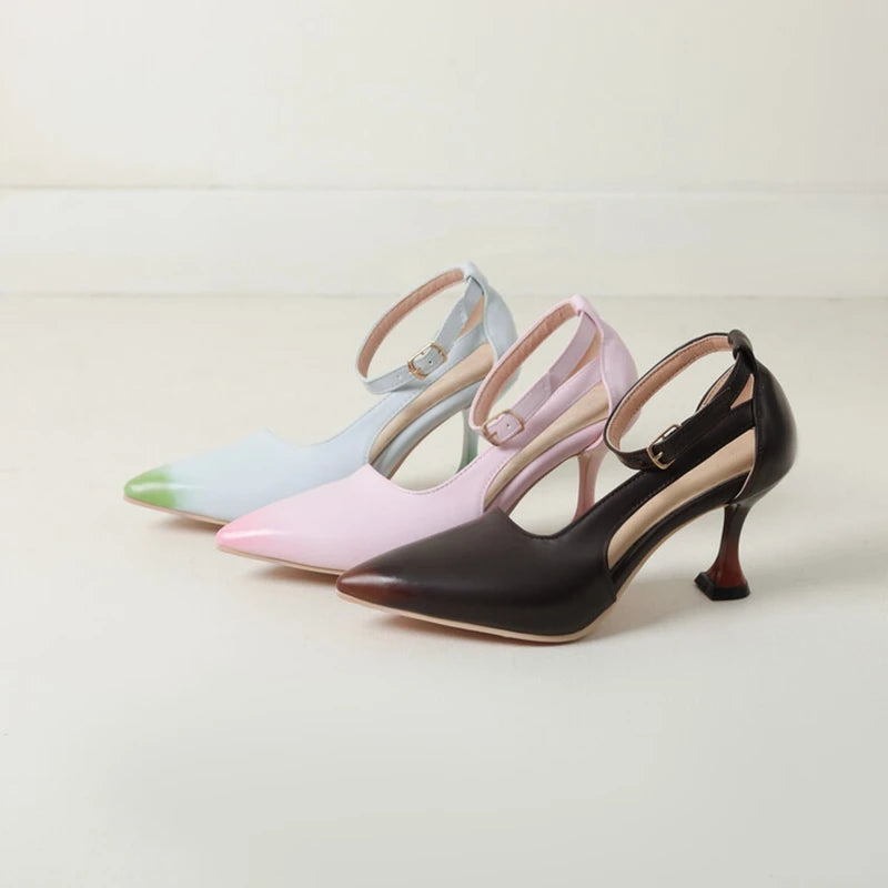 Women Pumps Toe, 7.5cm Small Thin Heel, Buckle