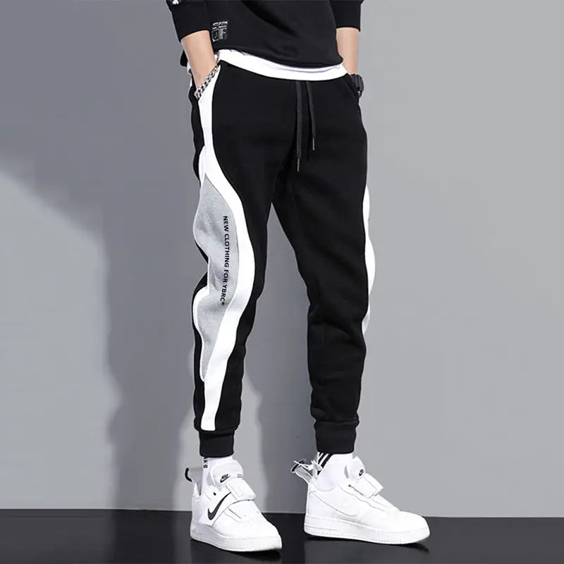 Autumn Men Wide Loose Casual Pants 
Male Elastic Rope Breathable Tie-foot Trousers