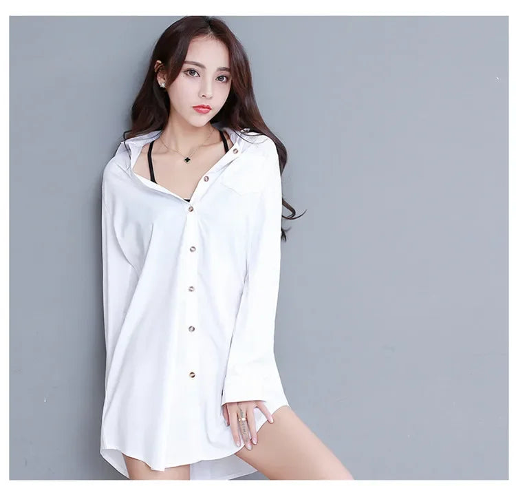 Chic Woman Tops 
New Loose Mid-length Shirt