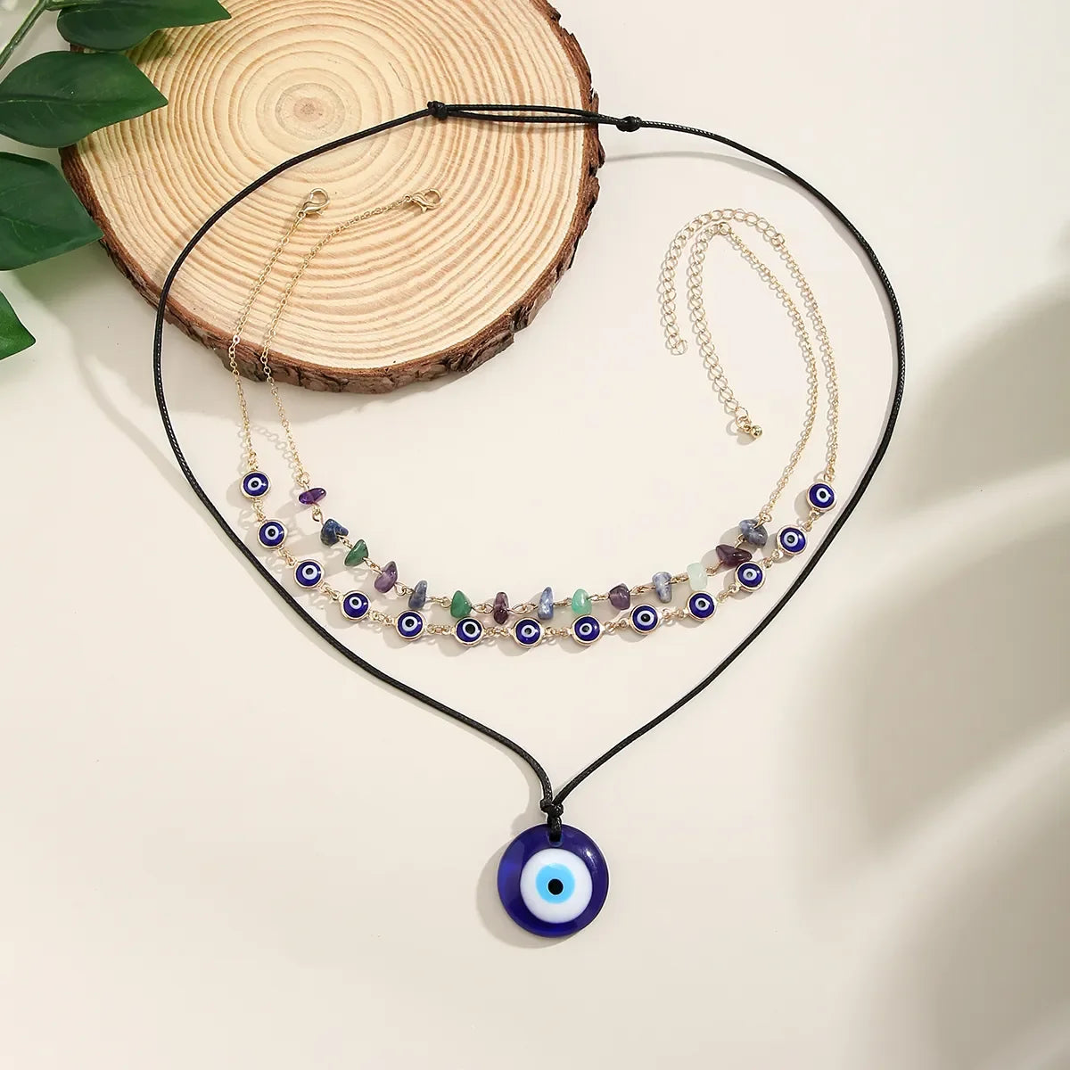 3 Pcs Boho Creative Blue Turkish Lucky Evil Eye Pendant Choker Necklace