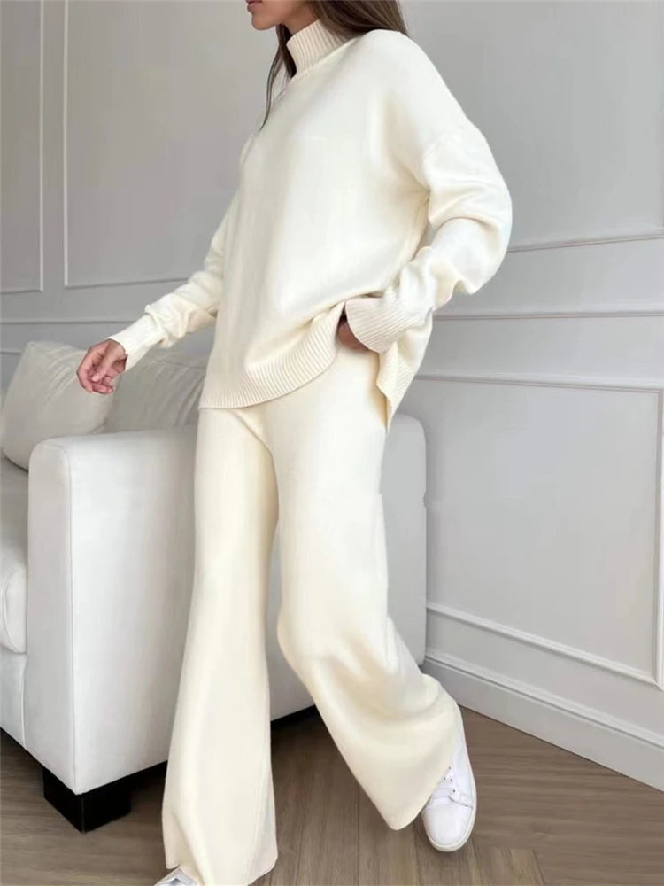 Autumn & Winter 2 Pieces Women Sets Knitted Tracksuit