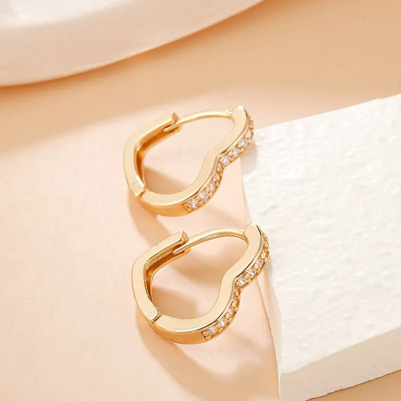 Small Heart Hoop Earrings
Luxury Micro Paved CZ Crystal Earrings