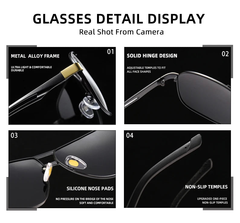 Square Photochromic Polarized Sunglasses for Men 
can Change Color of Sun Glasses, Chameleon Anti-glare