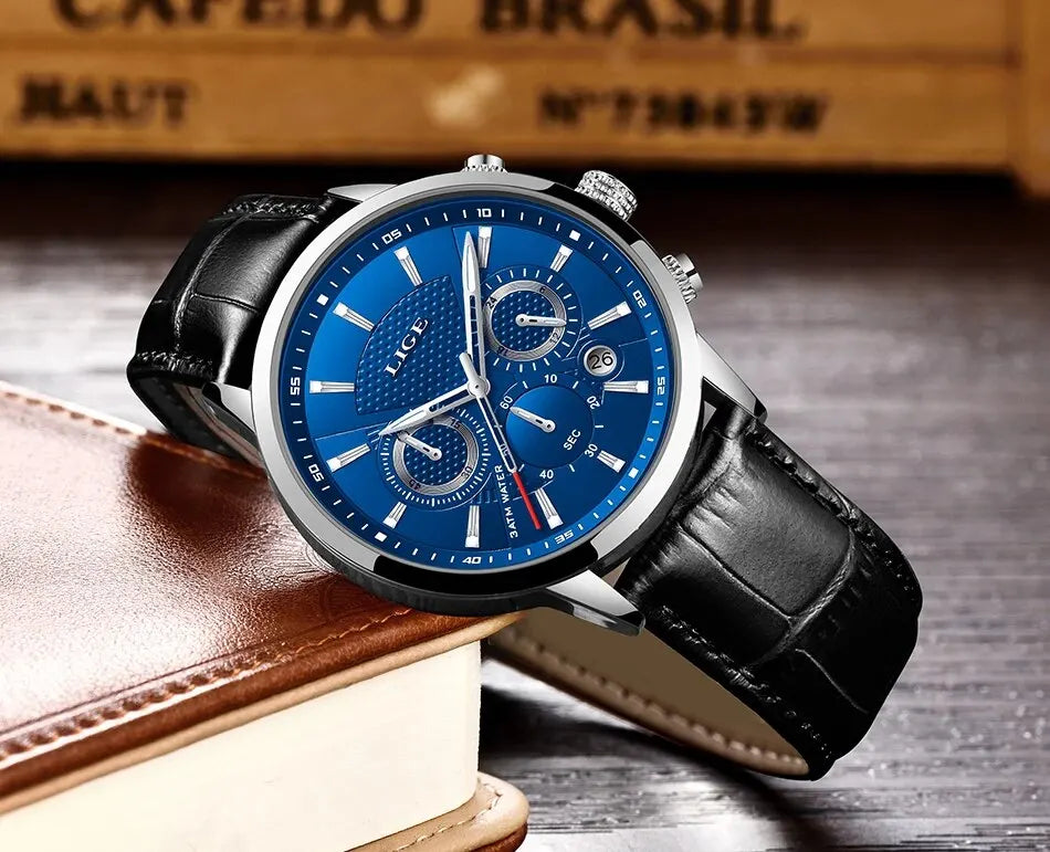 Men Luxury Casual Leather Quartz Men Watch 
Man Business Clock, Waterproof with Date Chronograph