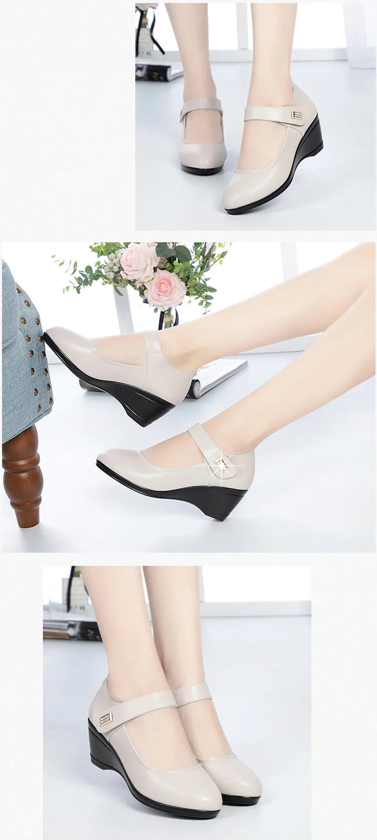 Mom Shoes with High-heel Wedge
 Women Autumn Shoes