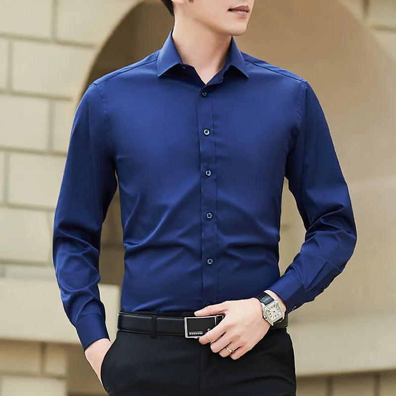 Men Solid Color Classic Business Shirt