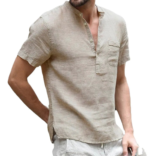 Summer New Men Short-Sleeved T-shirt 
Cotton and Linen Led Casual Men T-shirt