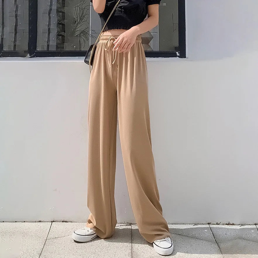 Summer Ice Silk Wide Leg Pants