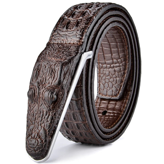 Luxury Leather Designer Men Belt, Crocodile Skin 
Belt Genuine Leather Alligator Strap of Crocodile Head Belt