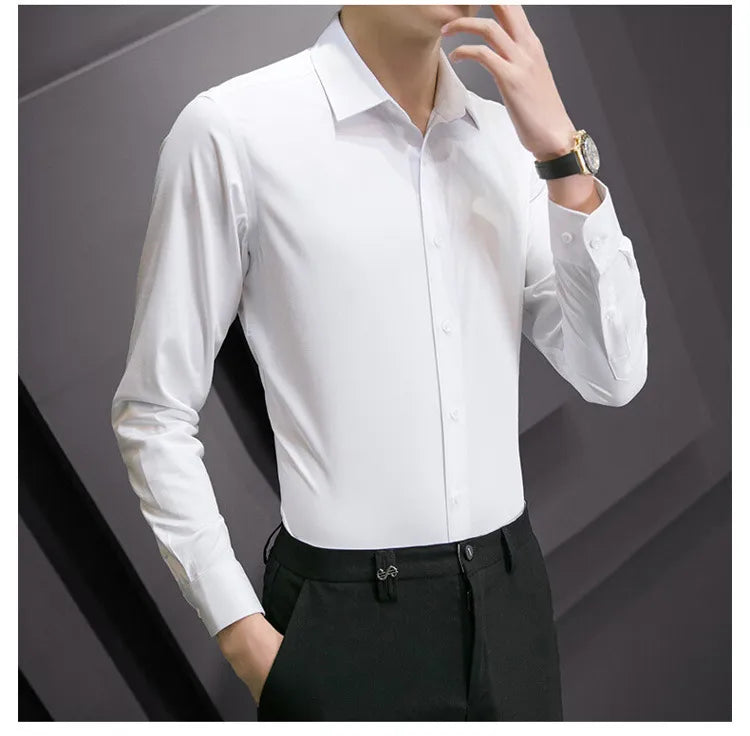 Men Solid Color Classic Business Shirt