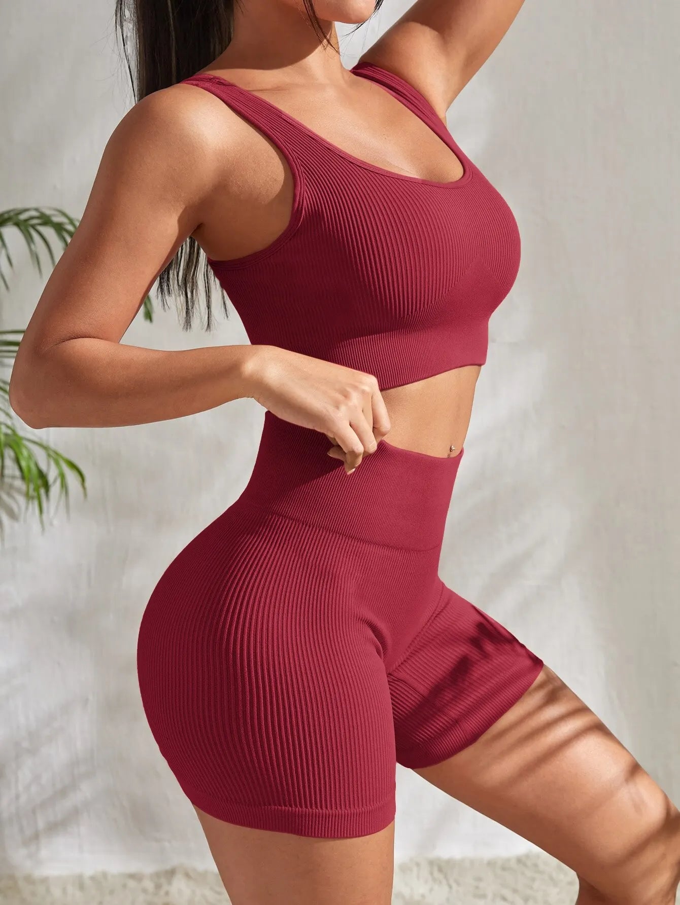 Seamless Ribbed Yoga Sets 
Workout Sets for Women in 2 Pieces