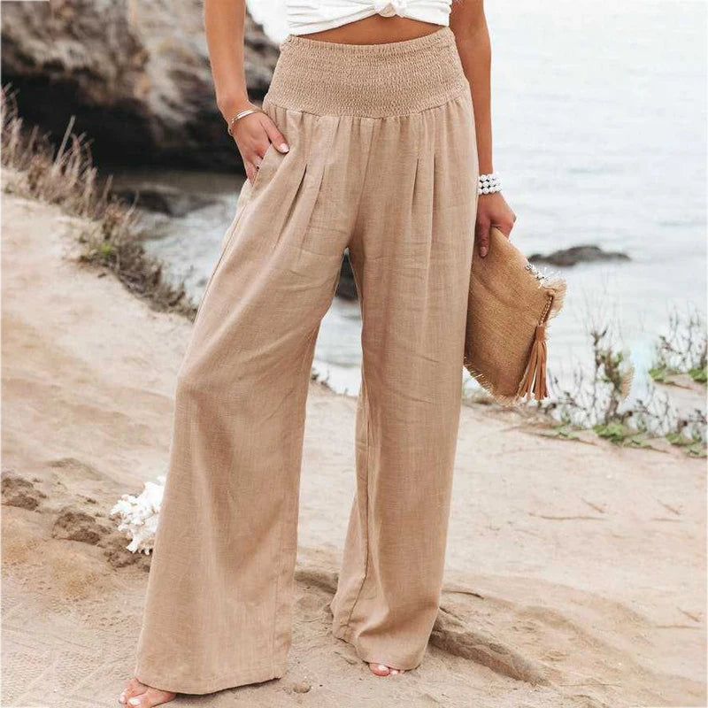 Women Cotton Linen Wide Leg Pants