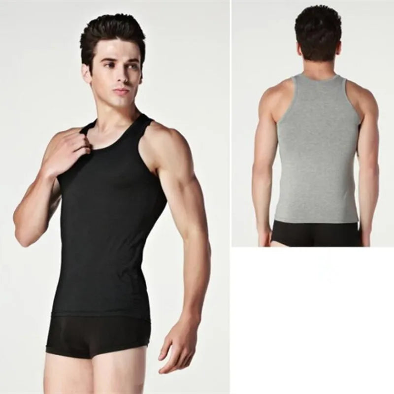 Hot Sale  3pcs 100% Cotton Men Sleeveless Tank Top 
Solid Muscle Vest Undershirts O-neck Tops