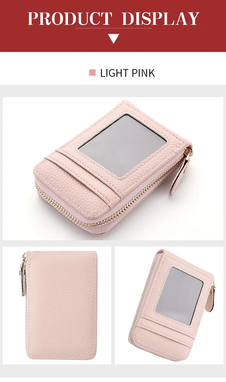 Pu Leather Zipper Short Mini Wallet
 Id Bank Card Holder, Women Purse