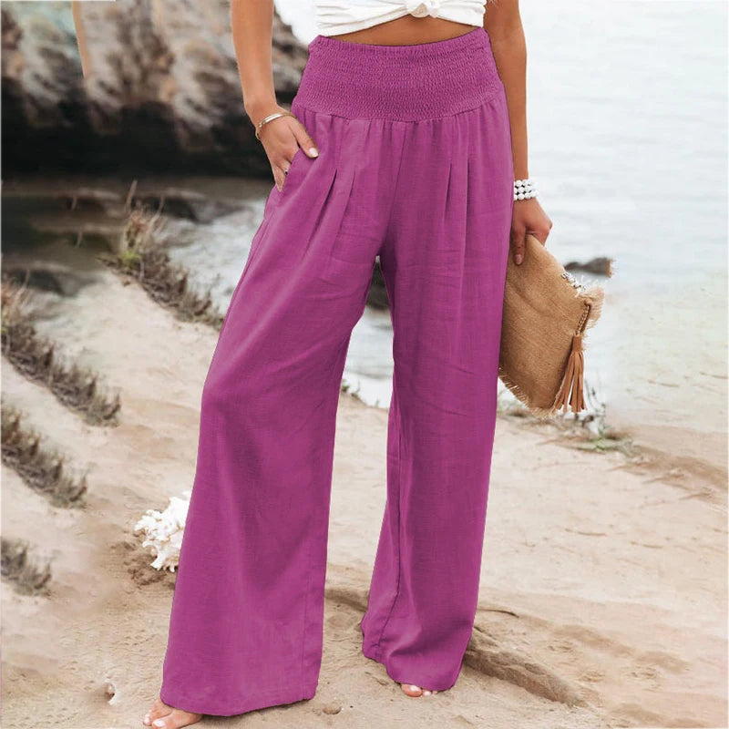 Women Cotton Linen Wide Leg Pants