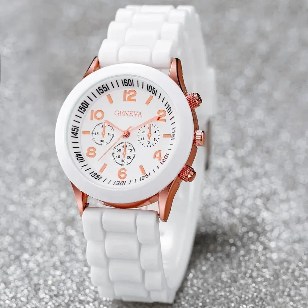 2Pcs Women Luxury Fashion Elegant Alloy Wristwatch
Silicone Strap Watch Quartz
No Box