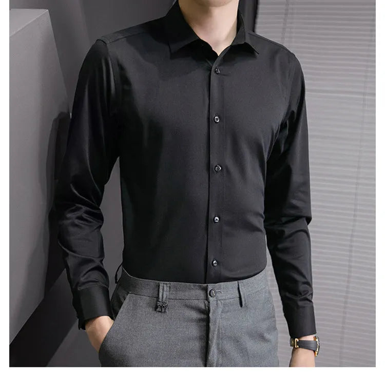 Men Solid Color Classic Business Shirt