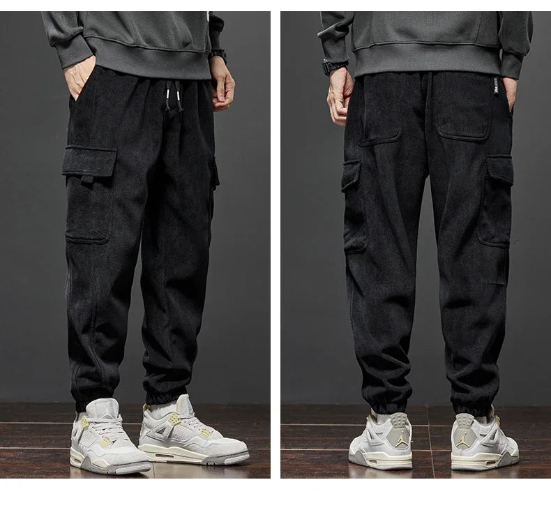 New Men's Fleece Corduroy Cargo Harem Pants