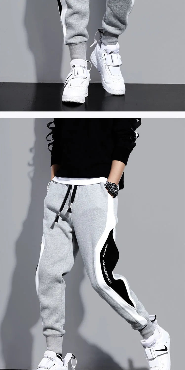 Autumn Men Wide Loose Casual Pants 
Male Elastic Rope Breathable Tie-foot Trousers