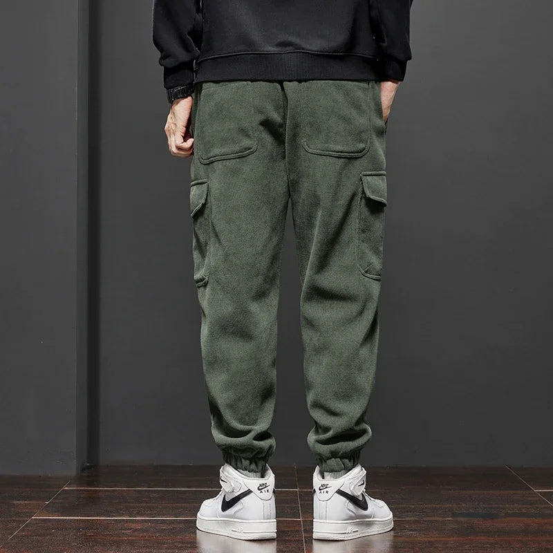 New Men's Fleece Corduroy Cargo Harem Pants