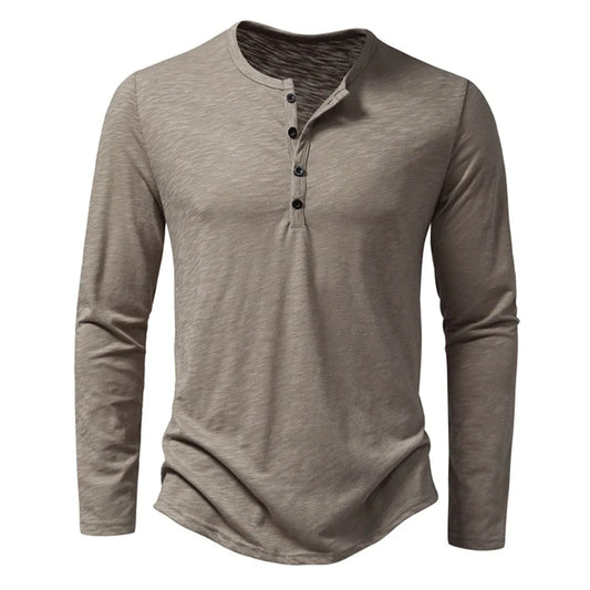 Men's Cotton Button Henley neck Shirt 
Long Sleeve Casual Button Solid color Fashion T-Shirts