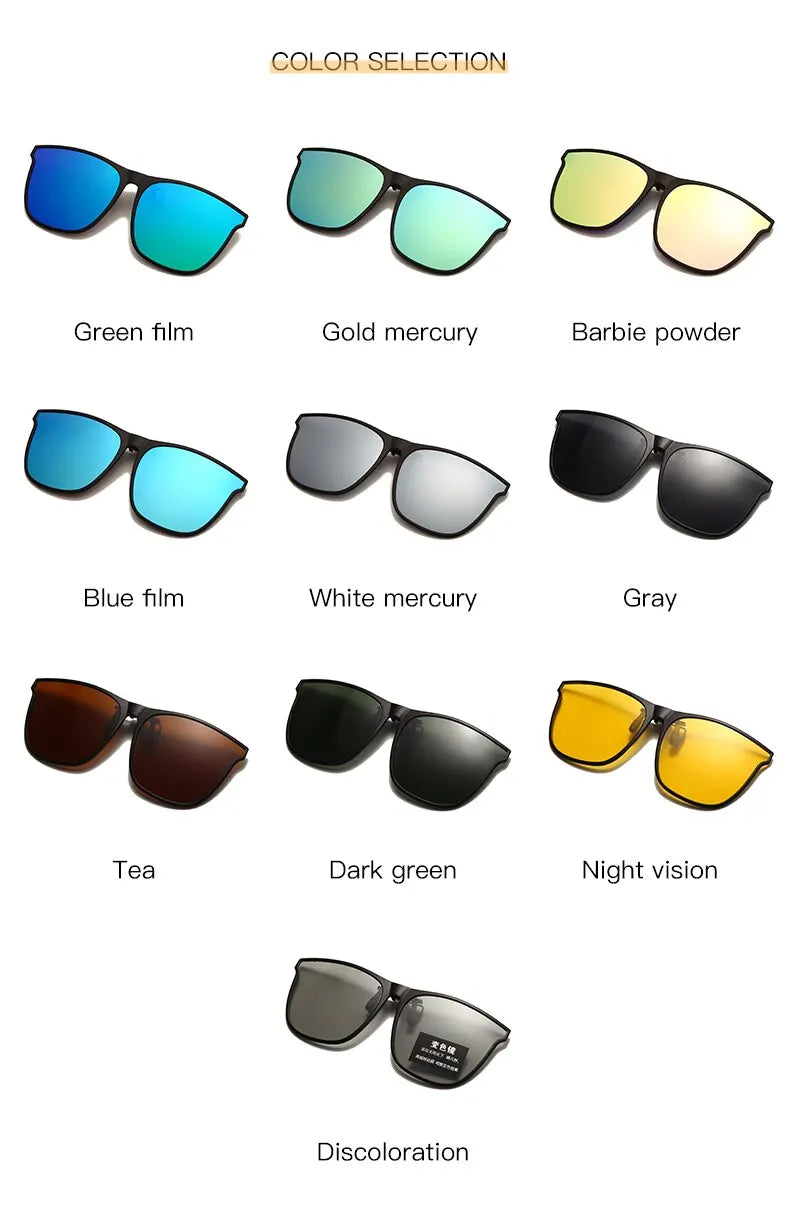 Polarized Clip On Sunglasses for Men Photochromic 
Car Driver Glasses with Night Vision
 Anti Glare Vintage Square Glasses