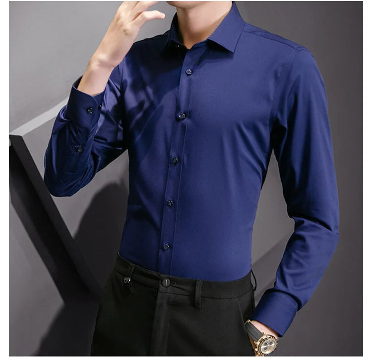 Men Solid Color Classic Business Shirt