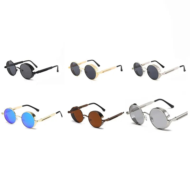 Metal Steam Punk Style Sun Glasses 
Steampunk Fashion Men Retro Round Sunglasses