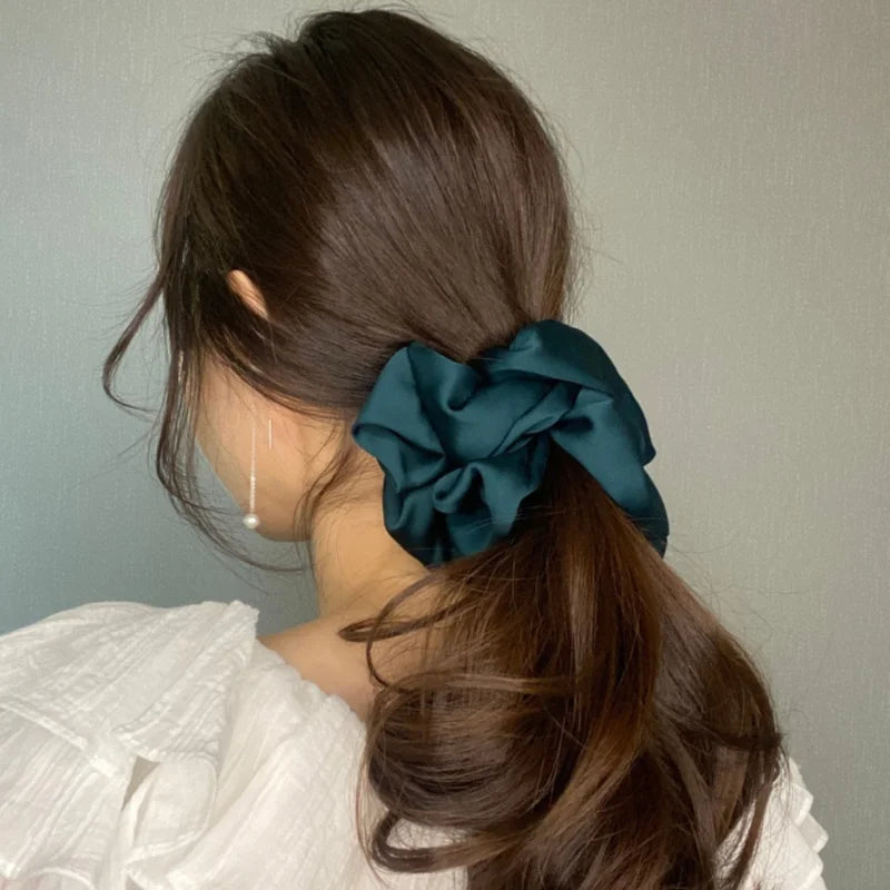 Women Solid Color Oversized Satin Scrunchies
Elastic Hair Ties Ponytail Holder