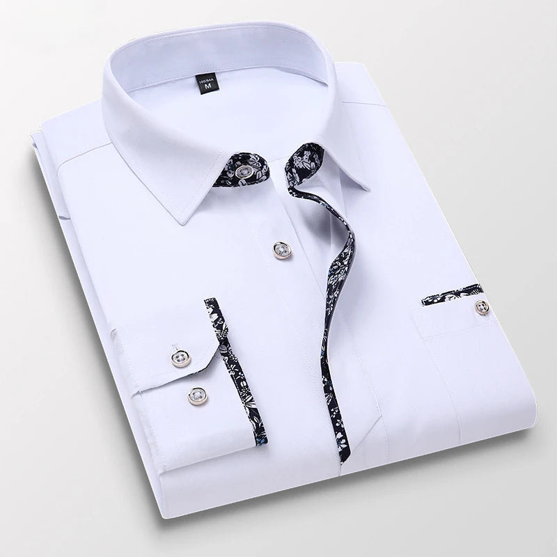 Lapel Men's Printed Dress Shirt