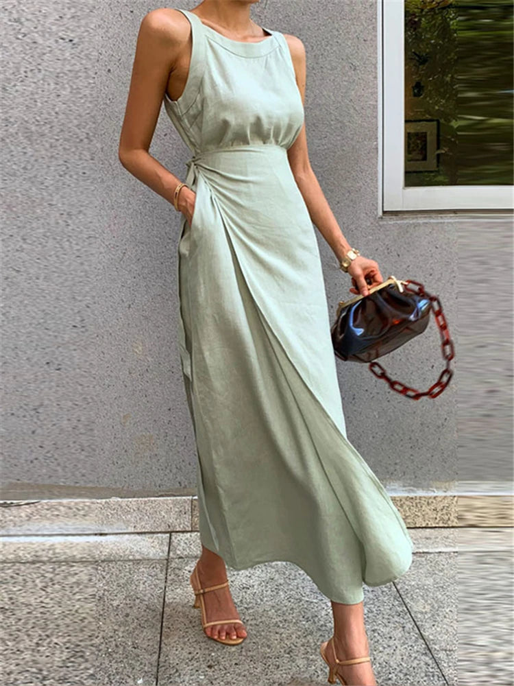 Vintage Lace Up Maxi Dress