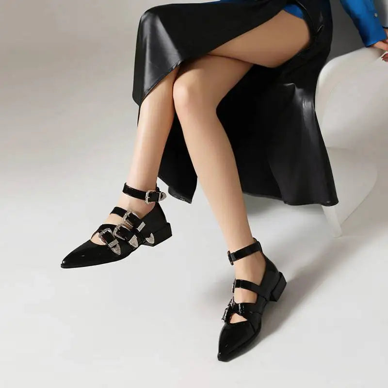 Women Shoes with Pointed Toe & Buckle Straps