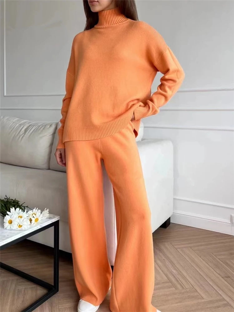 Autumn & Winter 2 Pieces Women Sets Knitted Tracksuit