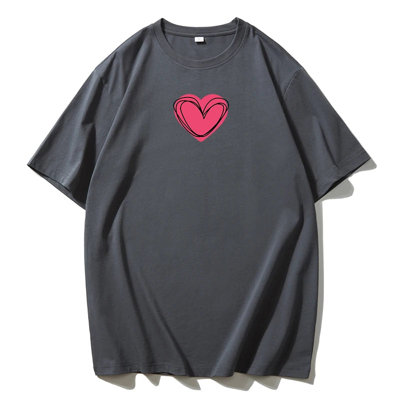 Love Printed T-shirts for Women, Summer Cotton Plus Size 
Basic Tees Streetwear